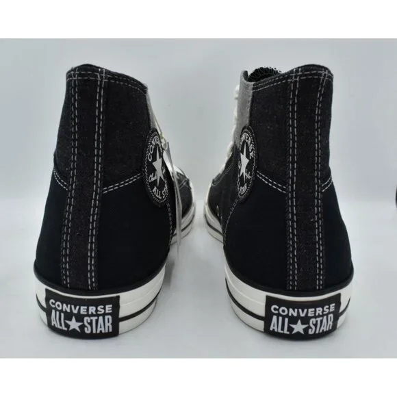 Converse Mens 13 Chuck Taylor All Star Black Grey Patchwork High Top Sneakers - Picture 4 of 9